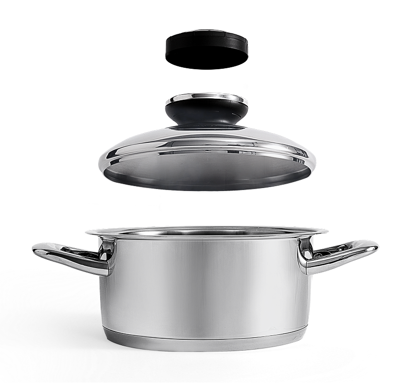 A by AMC cooking system — pot, lid and Audiotherm
