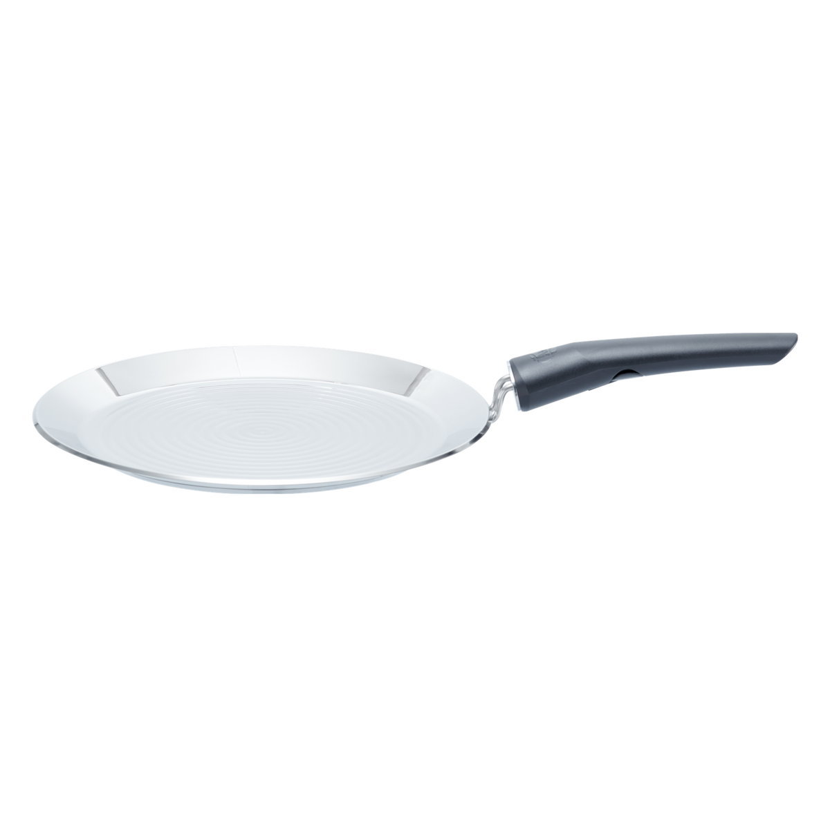 The oPan, a flat stainless steel brunch pan with a black removable handle